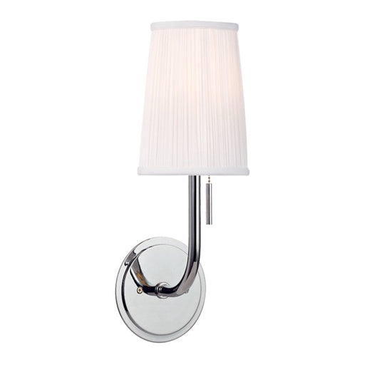 Hudson Valley Sanford 1 Light Sconce, Polished Chrome/White/Pleated - 311-PC