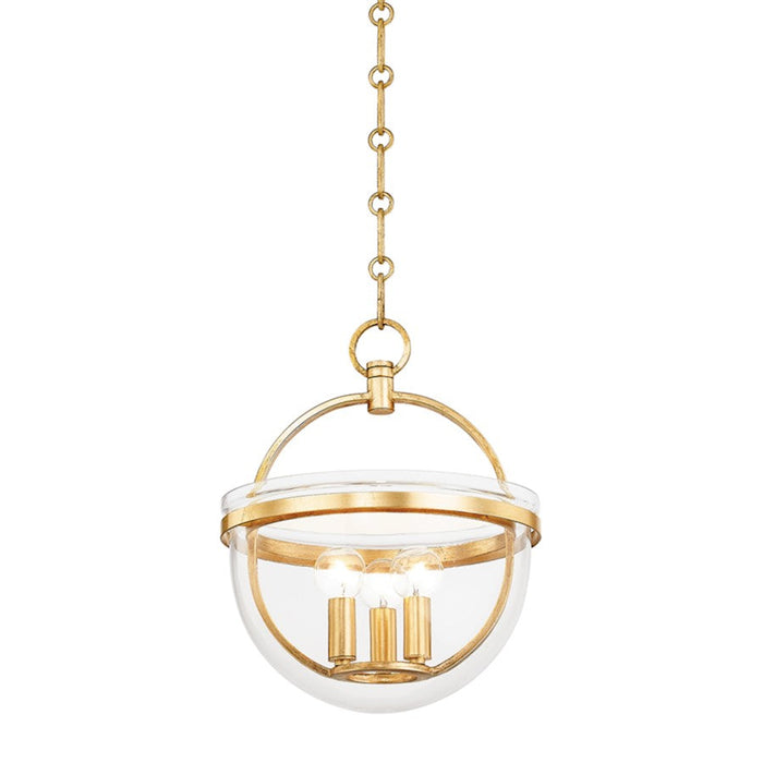 Hudson Valley Malloy 3 Light Lantern in Vintage Gold Leaf/Clear - 3315-VGL