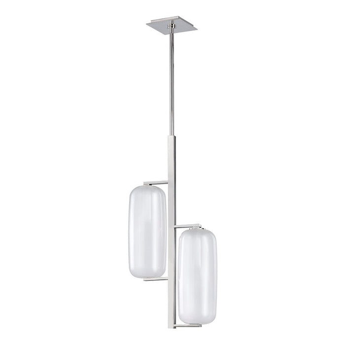 Hudson Valley Pebble 2 Light Pendant, Polished Nickel/Frosted Glass - 3472-PN