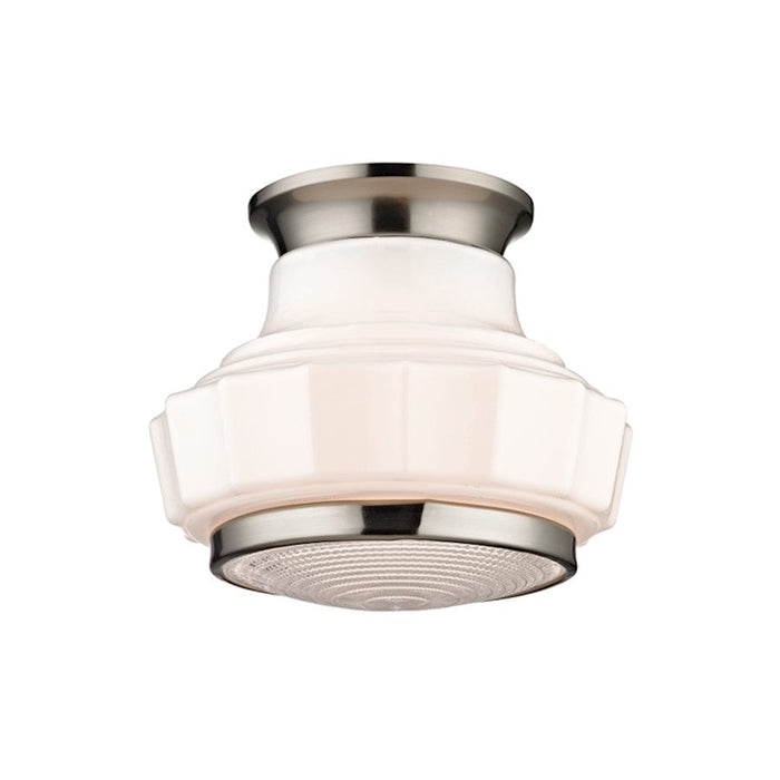 Hudson Valley Odessa 1 Light Semi Flush Mount, Nickel/Opal Glossy - 3809F-SN