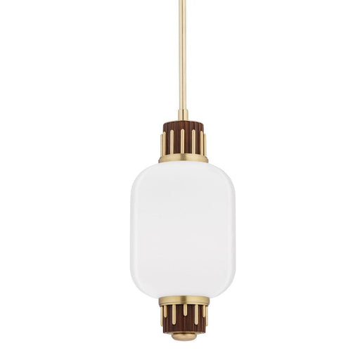 Hudson Valley Peekskill 1 Light 24" Pendant, Aged Brass/White Glass - 3811-AGB