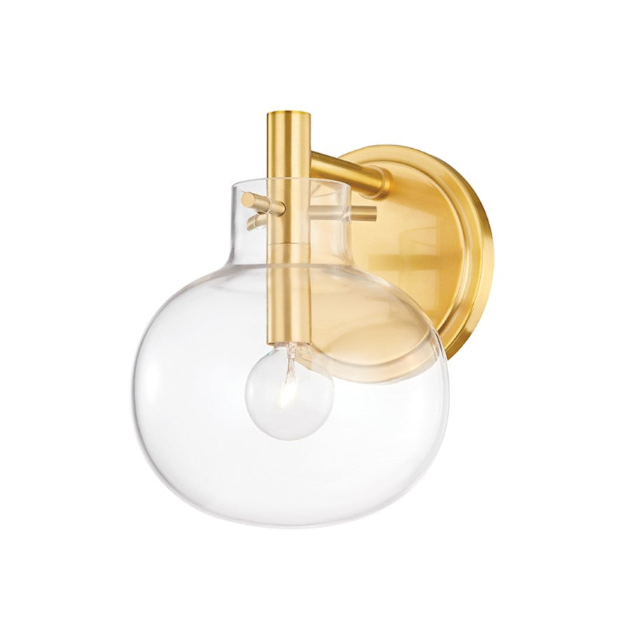 Hudson Valley Hempstead 1 Light Wall Sconce, Aged Brass/Clear - 3900-AGB