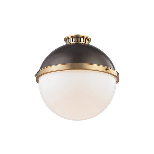 Hudson Valley Latham 1 Light 14" Flush Mount, Aged Distressed Bronze - 4015-ADB