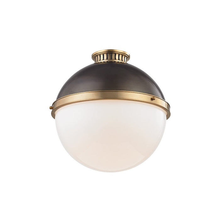 Hudson Valley Latham 1 Light 14" Flush Mount, Aged Distressed Bronze - 4015-ADB