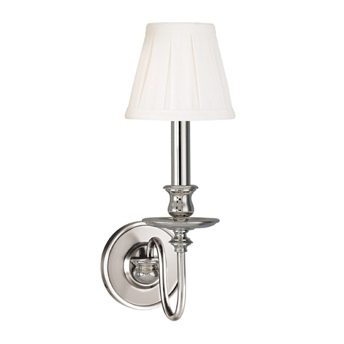 Hudson Valley Menlo Park 1 Light Sconce, Polished Nickel/Off White - 4021-PN