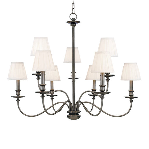 Hudson Valley Menlo Park 9 Light Chandelier, Antique Nickel/Off White - 4039-AN