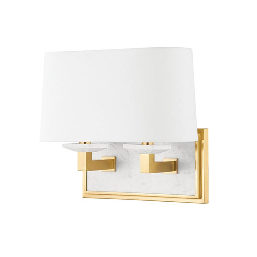 Hudson Valley Elwood 2 Light Bath Bracket in Aged Brass/White - 4072-AGB