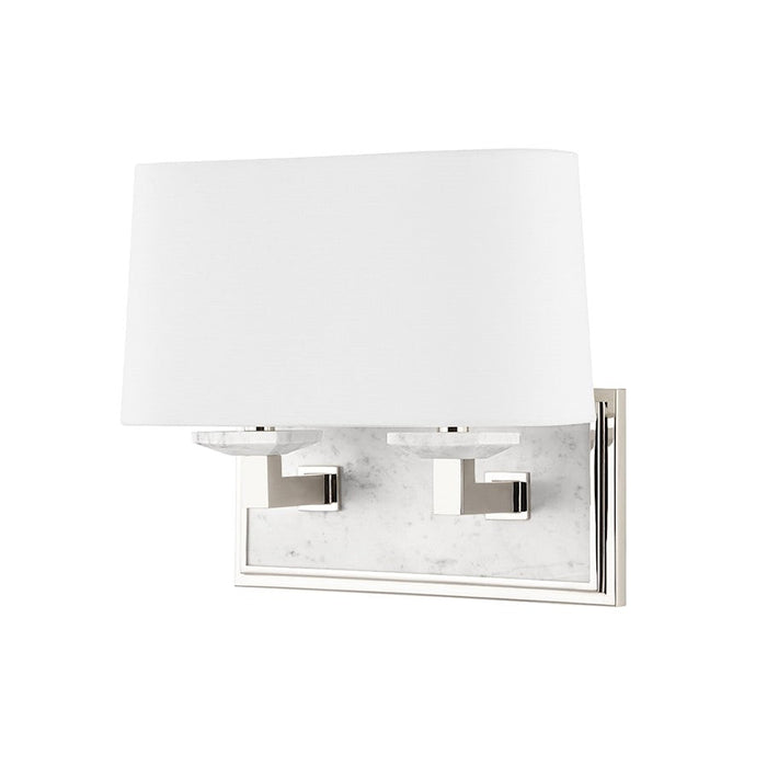 Hudson Valley Elwood 2 Light Bath Bracket in Polished Nickel/White - 4072-PN