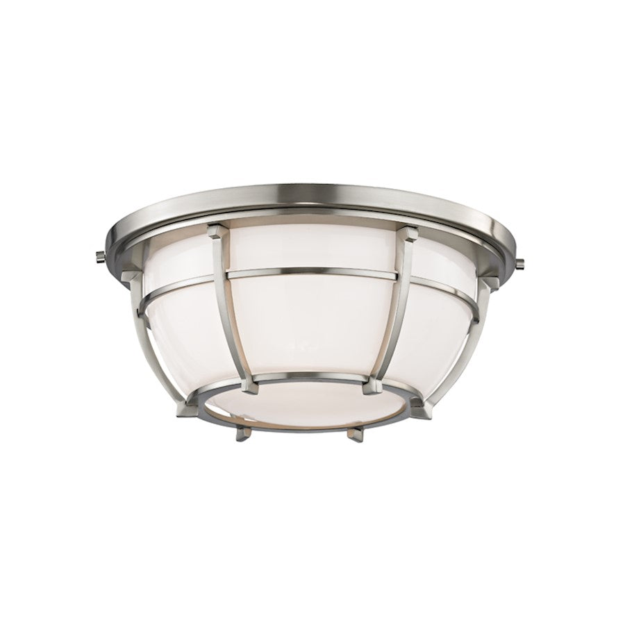 Hudson Valley Conrad 2 Light Flush Mount, Satin Nickel/Opal Glossy - 4112-SN