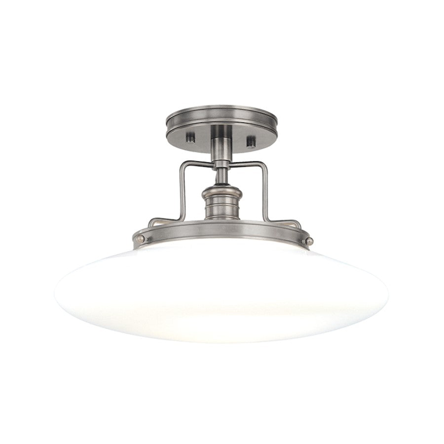 Hudson Valley Beacon 1 Light Semi Flush, Satin Nickel/Opal Glossy - 4205-SN