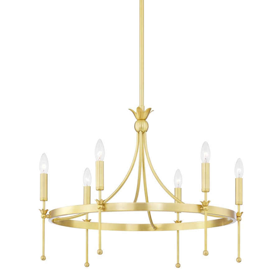 Hudson Valley Gates 6 Light Chandelier, Aged Brass - 4327-AGB