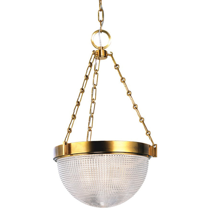 Hudson Valley Winfield 2 Light Pendant, Brass/Clear Pressed Prismatic - 4413-AGB