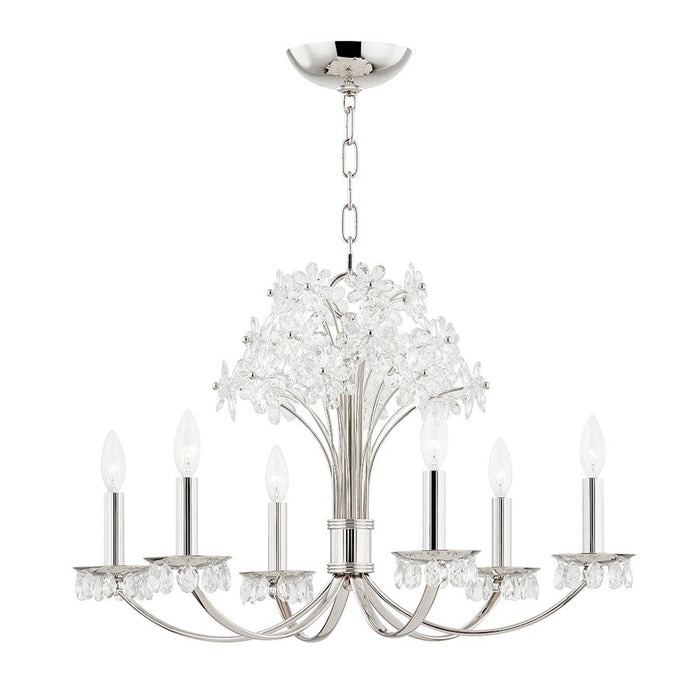 Hudson Valley Beaumont 6 Light Chandelier, Polished Nickel/White Glass - 4430-PN