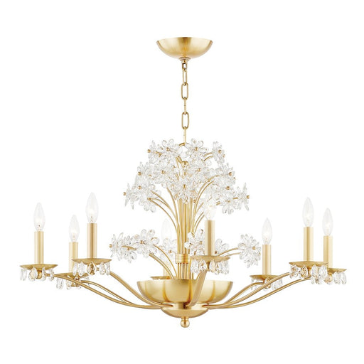 Hudson Valley Beaumont 10 Light Chandelier, Aged Brass/Clear Glass - 4438-AGB