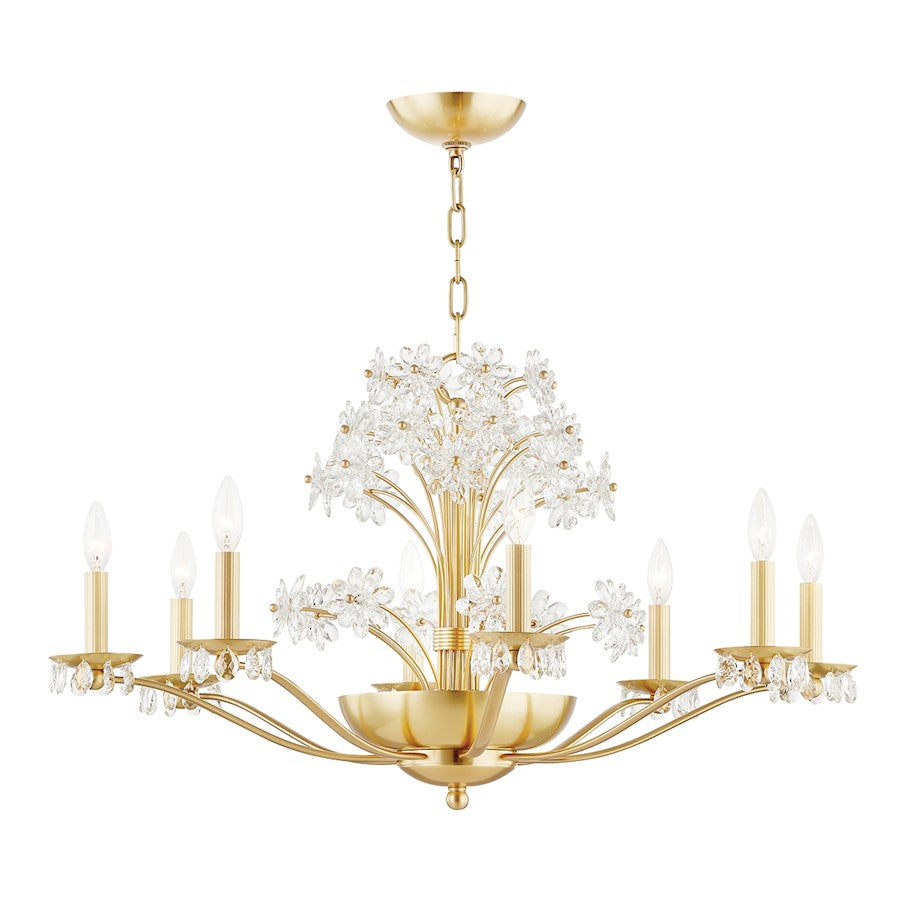 Hudson Valley Beaumont 10 Light Chandelier, Aged Brass/Clear Glass - 4438-AGB