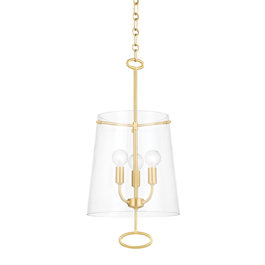 Hudson Valley James 3 Light Pendant, Aged Brass/Clear - 4711-AGB