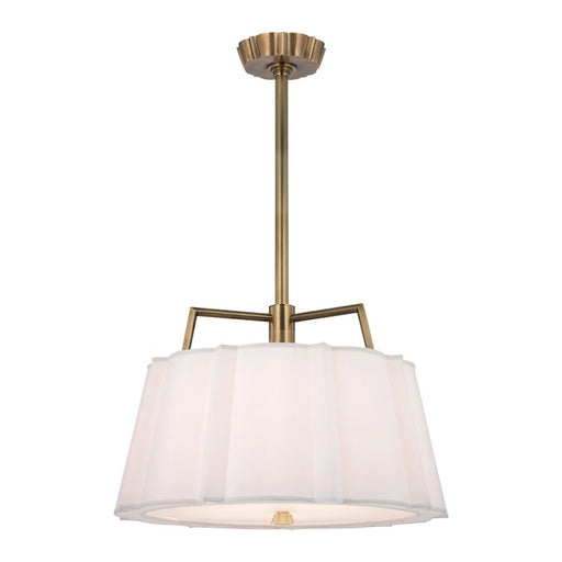 Hudson Valley Humphrey 4 Light Chandelier, Aged Brass/White - 4824-AGB