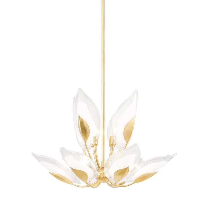 Hudson Valley Blossom 10 Light Chandelier, Gold Leaf/Clear Glass - 4829-GL