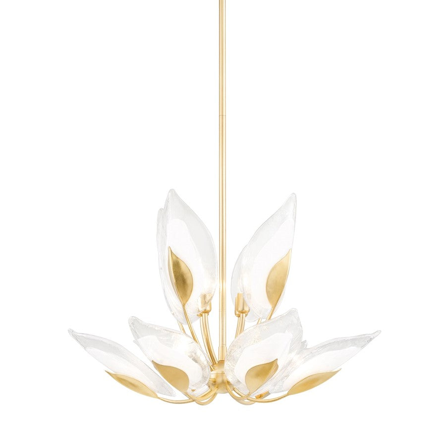 Hudson Valley Blossom 10 Light Chandelier, Gold Leaf/Clear Glass - 4829-GL