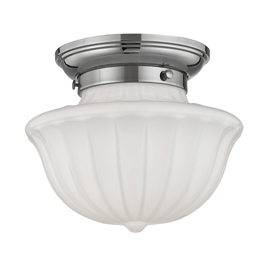 Hudson Valley Dutchess 1 Light Flush Mount, Polished Nickel/White - 5009F-PN