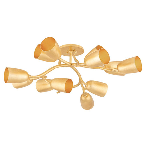 Hudson Valley Vine 12 Light Semi Flush, Gold Leaf - 5045-GL