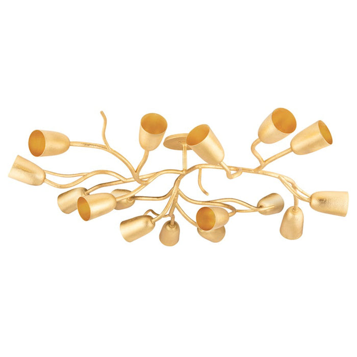 Hudson Valley Vine 16 Light Semi Flush, Gold Leaf - 5067-GL