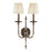 Hudson Valley Jefferson 2 Light Wall Sconce, Antique Nickel/Off White - 5202-AN