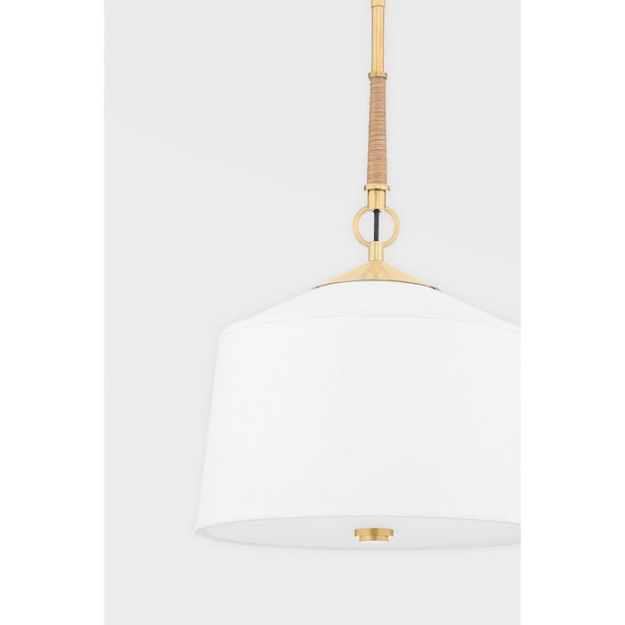 Hudson Valley White Plains Pendant, Aged Brass/White