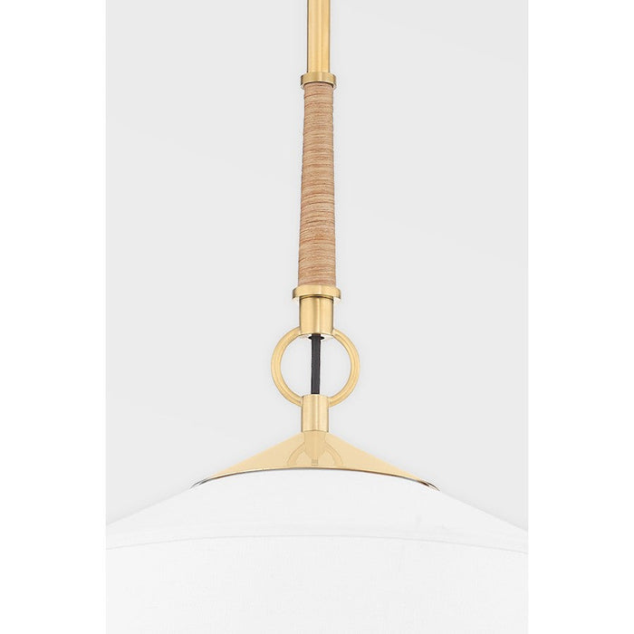 Hudson Valley White Plains Pendant, Aged Brass/White