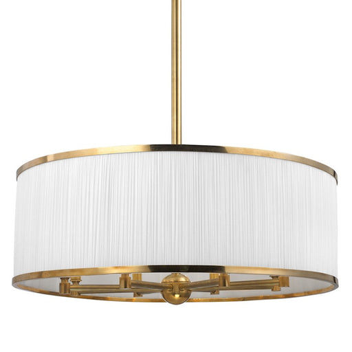 Hudson Valley Hastings 8 Light Chandelier, Aged Brass/White/Pleated - 5230-AGB