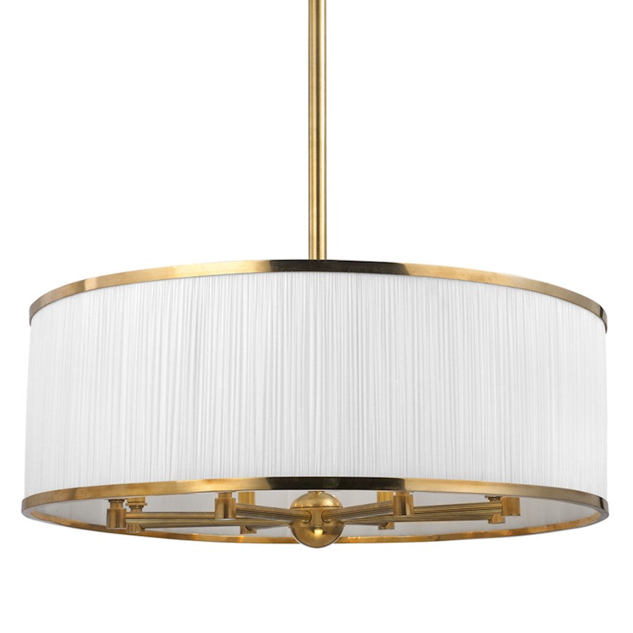 Hudson Valley Hastings 8 Light Chandelier, Aged Brass/White/Pleated - 5230-AGB