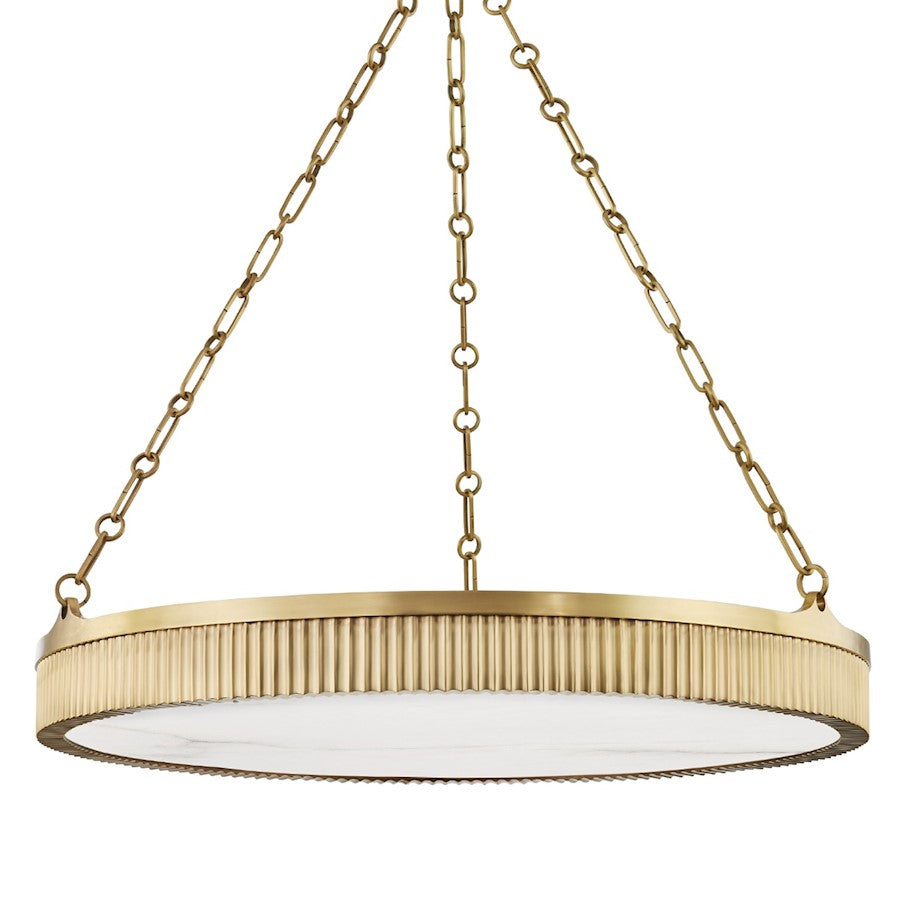 Hudson Valley Lynden 8 Light Chandelier, Aged Brass/White - 532-AGB