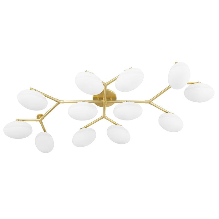 Hudson Valley Wagner 12 Light Semi Flush Mount, Aged Brass/Opal - 5559-AGB