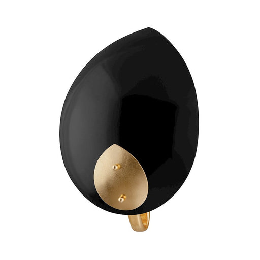 Hudson Valley Lotus 1 Light Wall Sconce, Gold Leaf/Black Shade - 5701-GL-BK