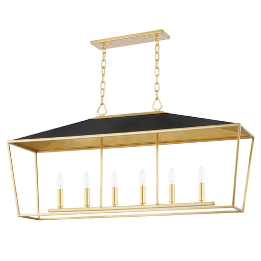 Hudson Valley Paxton 6 Light Island Light, Gold Leaf/Black - 5748-GL-BK