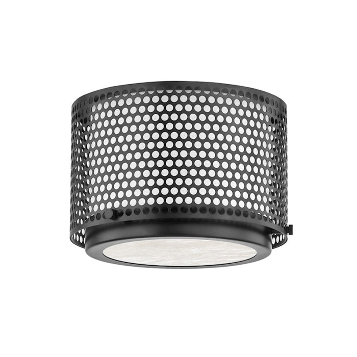 Hudson Valley Oracle 1 Light Flush Mount, Black Brass/White - 5910-BBR