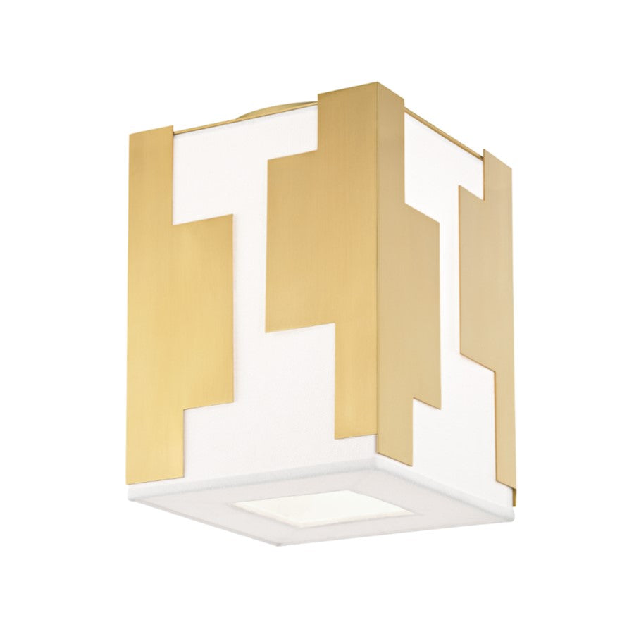 Hudson Valley Acadia 1 Light Flush Mount, Aged Brass/White - 6012-AGB