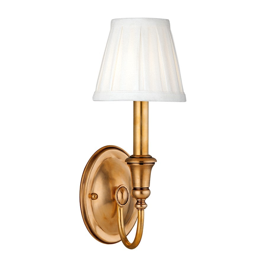 Hudson Valley Jaden 1 Light Wall Sconce, Aged Brass/Off White - 6111-AGB