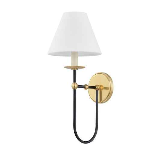 Hudson Valley Demarest 1 Light Wall Sconce, Brass/Bronze/White - 6319-AGB-DB