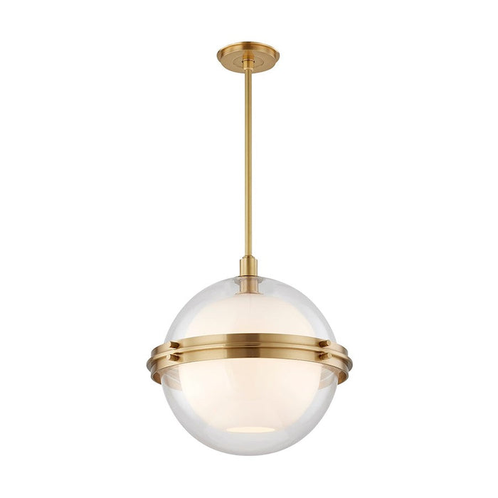 Hudson Valley Northport 1 Light 18" Pendant, Aged Brass/Clear Glass - 6518-AGB