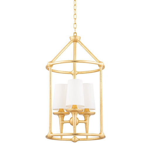 Hudson Valley Torch 3 Light Chandelier, Gold Leaf - 6617-GL