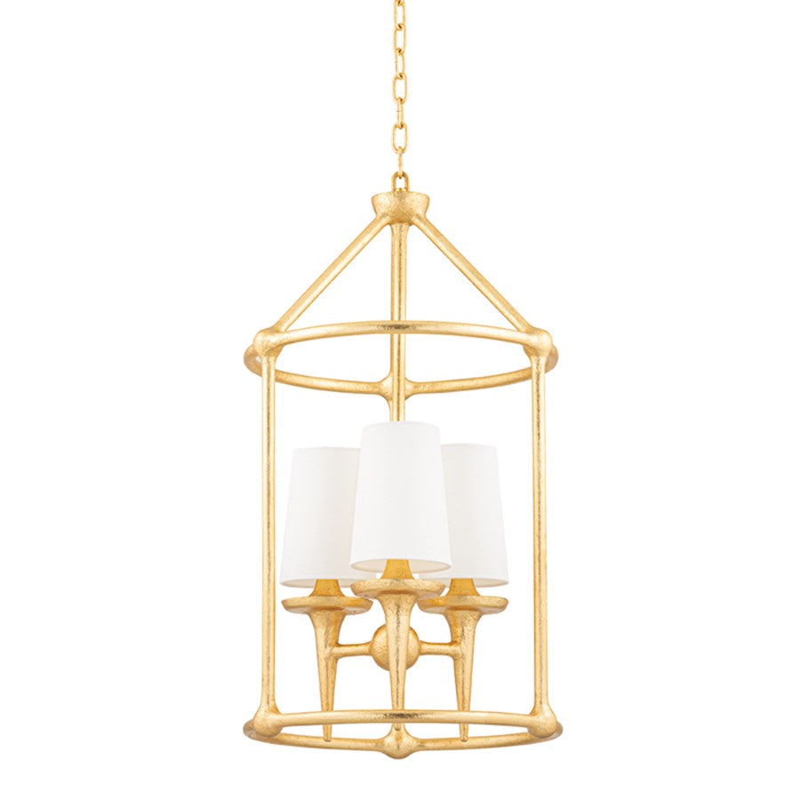 Hudson Valley Torch 3 Light Chandelier, Gold Leaf - 6617-GL