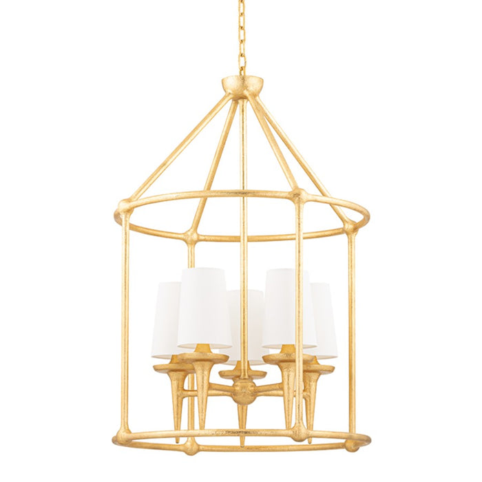 Hudson Valley Torch 5 Light Chandelier, Gold Leaf - 6625-GL