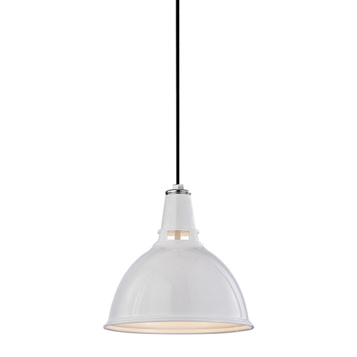 Hudson Valley Lydney 1 Light Pendant, White/Nickel/White - 6812-WPN