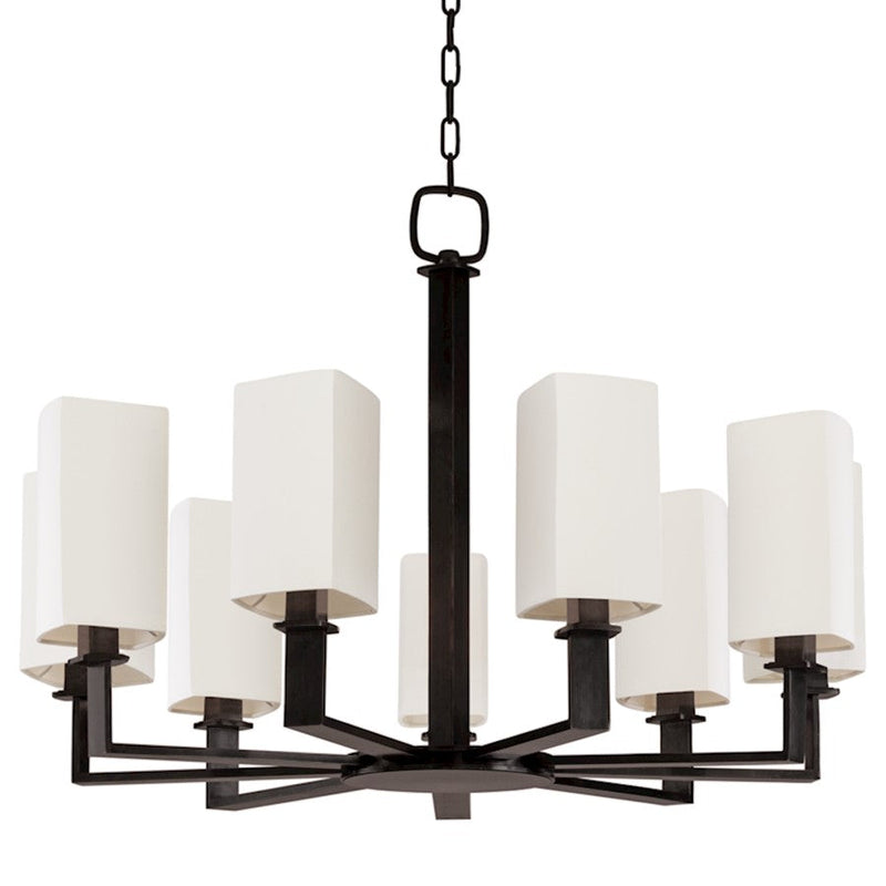 Hudson Valley Baldwin 9 Light Chandelier, Old Bronze/Off White - 729-OB