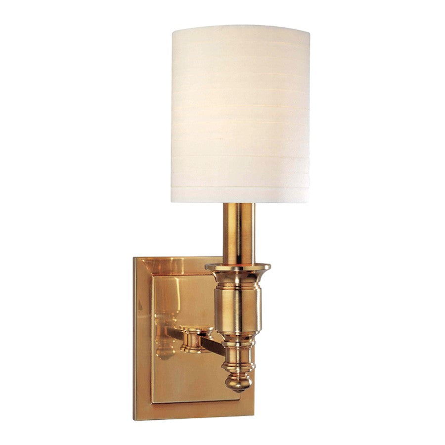 Hudson Valley Whitney 1 Light Wall Sconce, Aged Brass/Off White - 7501-AGB