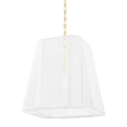 Hudson Valley Verona Beach 1 Light Large Pendant, Aged Brass/White - 7619-AGB