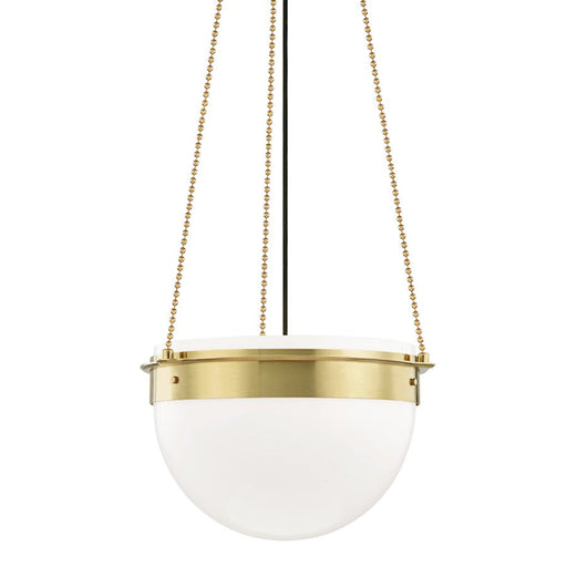 Hudson Valley Silo 1 Light 14" Pendant, Aged Brass/White - 7719-AGB