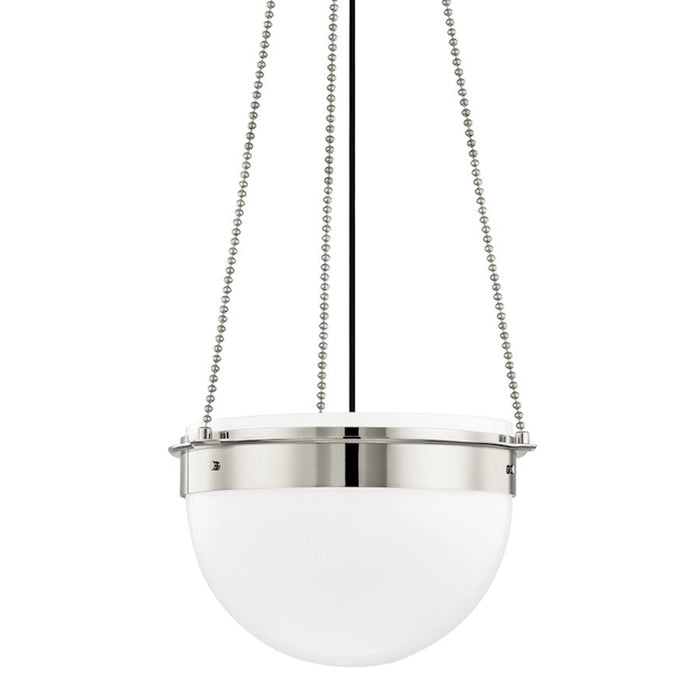 Hudson Valley Silo 1 Light Pendant, Polished Nickel/White - 7719-PN