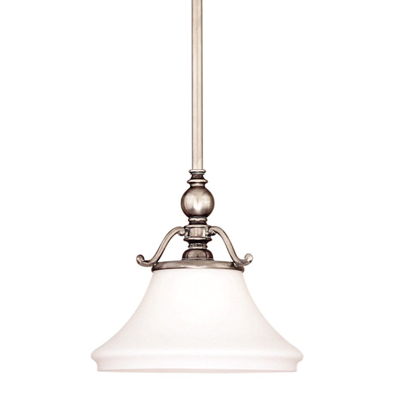 Hudson Valley Orchard Park 1-Lt Pendant, Historic Nickel/Opal Glossy - 7821-HN
